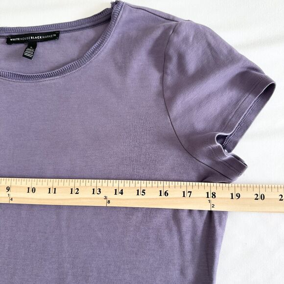 White House Black Market Purple Short Sleeve Knit Top Size L Everyday Essential - Picture 4 of 8